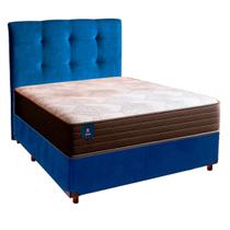 Cama Box Com Colchão Casal Celebration Euro Flex Colchões + Cabeceira Azul Cama Box Com Colchão Casal Celebration Euro Flex Colchões + Cabeceira Azul