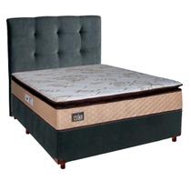 Cama Box Com Colchão Casal D33 Luxe Hellen + Cabeceira Cinza