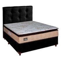 Cama Box Com Colchão Casal D33 Luxe Hellen + Cabeceira Preto Cama Box Com Colchão Casal D33 Luxe Hellen + Cabeceira Preto