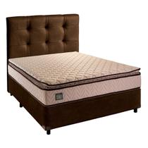 Cama Box Com Colchão Casal D45 Belmont Hellen + Cabeceira Marrom