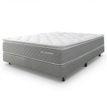 Cama Box com Colchão Casal Molas Ensacadas Pillow Top Premium Sleep Cinza 138x188cm BF Colchões