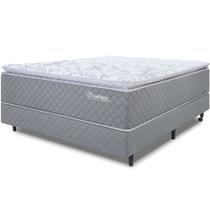 Cama Box com Colchão Casal Molas Ensacadas Pillow Top Premium Sleep Cinza 138x188cm BF Colchões