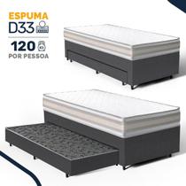 Cama Box com Colchão de Espuma D33 Double Face Territory Hellen + Auxiliar de Espuma Unique Solteiro 88cm