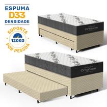 Cama Box com Colchao de Espuma D33 Ortobom Airtech 100 Auxiliar de Espuma Unique Solteiro 88 cm