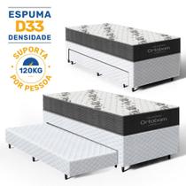 Cama Box com Colchao de Espuma D33 Ortobom Airtech 100 + Auxiliar de Espuma Unique Solteiro 88cm
