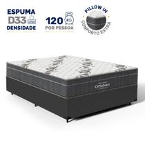 Cama Box com Colchão de Espuma D33 Ortobom Airtech Ortopillow 100 Casal 138cm Cama Box com Colchão de Espuma D33 Ortobom Airtech Ortopillow 100 Casal 138cm