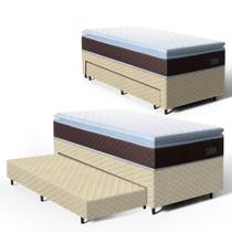 Cama Box com Colchao de Espuma D33 Pillow Top Comfort Luxo + Auxiliar de Espuma Unique Solteiro 88cm - Lucas Colchões