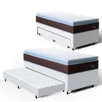 Cama Box com Colchao de Espuma D33 Pillow Top Comfort Luxo + Auxiliar de Espuma Unique Solteiro 88cm