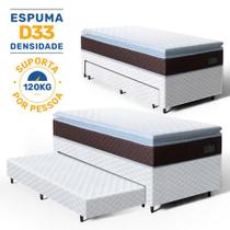Cama Box com Colchao de Espuma D33 Pillow Top Comfort Luxo com Auxiliar de Espuma Unique Solteiro 88 cm Cama Box com Colchao de Espuma D33 Pillow Top Comfort Luxo com Auxiliar de Espuma Unique Solteiro 88 cm