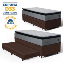 Cama Box com Colchão de Espuma D33 Pillow Top Maxx Auxiliar de Espuma Unique Solteiro 88 cm
