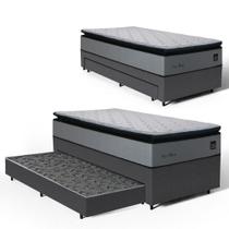 Cama Box com Colchão de Espuma D33 Pillow Top Maxx + Auxiliar de Espuma Unique Solteiro 88cm