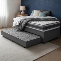 Cama Box com Colchão de Espuma D45 Double Face Territory Hellen + Auxiliar de Espuma Unique Solteiro 88cm