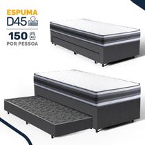 Cama Box com Colchão de Espuma D45 Double Face Territory Hellen + Auxiliar de Molas Unique Solteiro 88cm