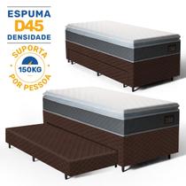 Cama Box com Colchao de Espuma D45 Pillow Top Fort Comfort Auxiliar de Espuma Unique Solteiro 88 cm