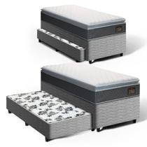 Cama Box com Colchão de Espuma D45 Pillow Top Fort Comfort + Auxiliar de Espuma Unique Solteiro 88cm - Lucas Colchões