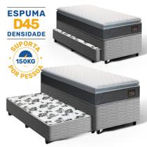 Cama Box com Colchão de Espuma D45 Pillow Top Fort Comfort Auxiliar de Molas Unique Solteiro 88 cm