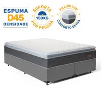 Cama Box com Colchão de Espuma D45 Pillow Top Fort Comfort Queen 158cm - Lucas Colchões