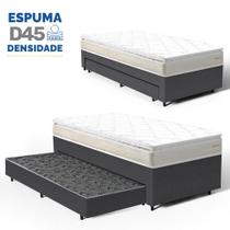 Cama Box com Colchão de Espuma D45 Pillow Top Ortopédico Domo + Auxiliar de Molas Unique Solteiro 88cm Cama Box com Colchão de Espuma D45 Pillow Top Ortopédico Domo + Auxiliar de Molas Unique Solteiro 88cm