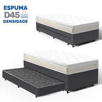Cama Box com Colchão de Espuma D45 Pillow Top Ortopédico Domo + Auxiliar de Molas Unique Solteiro 88cm Cama Box com Colchão de Espuma D45 Pillow Top Ortopédico Domo + Auxiliar de Molas Unique Solteiro 88cm