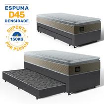 Cama Box com Colchão de Espuma D45 Pillow Top Strong One Face Auxiliar de Espuma Unique Solteiro 88 cm