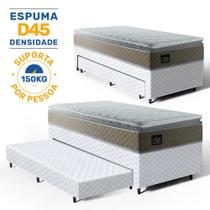 Cama Box com Colchão de Espuma D45 Pillow Top Strong One Face com Auxiliar de Espuma Unique Solteiro 88 cm