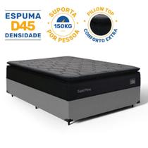 Cama Box com Colchão de Espuma D45 Pillow Top Suport Prime Casal 138cm - Lucas Colchões