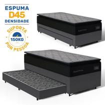 Cama Box com Colchão de Espuma D45 Pillow Top Suport Prime com Auxiliar de Espuma Unique Solteiro 88 cm