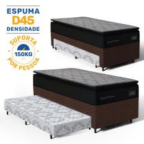 Cama Box com Colchão de Espuma D45 Pillow Top Suport Prime com Auxiliar de Espuma Unique Solteiro 88 cm