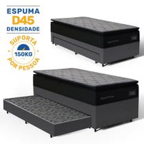 Cama Box com Colchão de Espuma D45 Pillow Top Suport Prime com Auxiliar de Espuma Unique Solteiro 88 cm