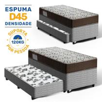 Cama Box com Colchão de Espuma D45 Solteiro Ortobom ISO 150 + Auxiliar de Espuma Unique Solteiro 88cm