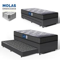 Cama Box com Colchão de Espuma D60 Double Face Guarda Costas Comfort Force Probel + Auxiliar de Molas Unique Solteiro 88cm