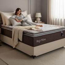 Cama Box com Colchão de Espuma Mega Pillow Casal 138 cm