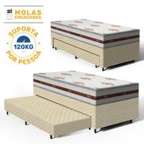 Cama Box com Colchao de Molas Ensacadas Anjos Classic Auxiliar de Espuma Unique Solteiro 88 cm