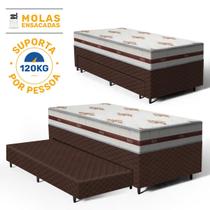 Cama Box com Colchao de Molas Ensacadas DAngelis Classic Auxiliar de Espuma Unique Solteiro 88 cm