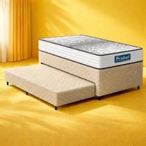 Cama Box com Colchão de Molas Ensacadas Double Face Essence Probel Auxiliar de Espuma Unique Solteiro 88 cm