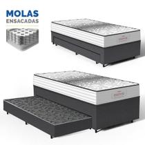 Cama Box com Colchão de Molas Ensacadas Double Face Essence Probel + Auxiliar de Molas Unique Solteiro 88cm