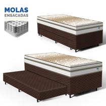 Cama Box com Colchão de Molas Ensacadas Double Face Pillow Euro Alfa Probel + Auxiliar de Espuma Unique Solteiro 88cm