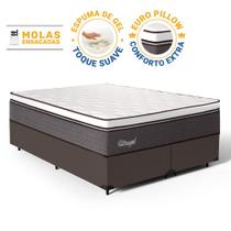 Cama Box com Colchão de Molas Ensacadas Euro Pillow Ultragel Luxo Queen 158cm