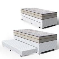 Cama Box com Colchão de Molas Ensacadas Luxury + Auxiliar de Espuma Unique Solteiro 88cm