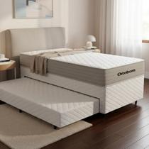 Cama Box com Colchão de Molas Ensacadas Ortobom One Face Plenno Superpocket + Auxiliar de Espuma Solteiro 88cm Cama Box com Colchão de Molas Ensacadas Ortobom One Face Plenno Superpocket + Auxiliar de Espuma Solteiro 88cm
