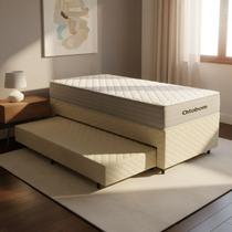 Cama Box com Colchão de Molas Ensacadas Ortobom One Face Plenno Superpocket + Auxiliar de Espuma Solteiro 88cm Cama Box com Colchão de Molas Ensacadas Ortobom One Face Plenno Superpocket + Auxiliar de Espuma Solteiro 88cm