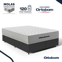 Cama Box com Colchão de Molas Ensacadas Ortobom One Face Plenno Superpocket Queen 158cm Cama Box com Colchão de Molas Ensacadas Ortobom One Face Plenno Superpocket Queen 158cm