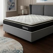 Cama Box com Colchão de Molas Ensacadas Pillow Top Black Spring Topazio Casal 138cm