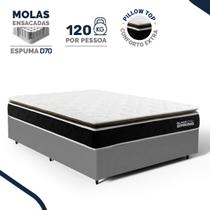 Cama Box com Colchão de Molas Ensacadas Pillow Top Black Spring Topazio Casal 138cm