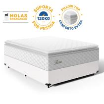 Cama Box com Colchão de Molas Ensacadas Pillow Top Flora Casal 138cm - Lucas Colchões