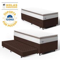 Cama Box com Colchão de Molas Ensacadas Pillow Top Neve Auxiliar de Espuma Unique Solteiro 88 cm Cama Box com Colchão de Molas Ensacadas Pillow Top Neve Auxiliar de Espuma Unique Solteiro 88 cm