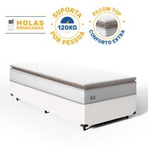 Cama Box com Colchão de Molas Ensacadas Pillow Top Neve Solteiro 88 cm Cama Box com Colchão de Molas Ensacadas Pillow Top Neve Solteiro 88 cm