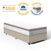 Cama Box com Colchão de Molas Ensacadas Pillow Top Neve Solteiro 88 cm