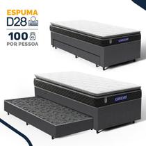 Cama Box com Colchão Gazin de Espuma D28 Pillow Top Ortoblack + Auxiliar de Molas Solteiro 88cm Cama Box com Colchão Gazin de Espuma D28 Pillow Top Ortoblack + Auxiliar de Molas Solteiro 88cm