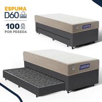 Cama Box com Colchão Gazin de Espuma D60 Double Face Force PLUS + Auxiliar de Molas Solteiro 88cm